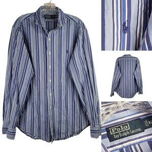 Polo Ralph Lauren Oxford Men's XL Blue Stripe Long Sleeve Button Down Shirt